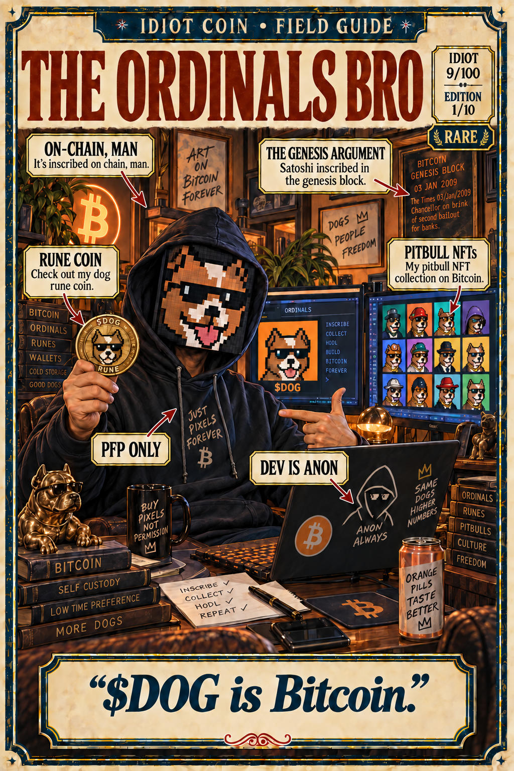 The Ordinals Bro collector card, edition 1/10